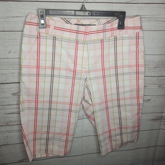 LIJA GRAPEFRUIT PLAID GOLF SHORTS WOMEN'S SZ 10 - Picture 1 of 4